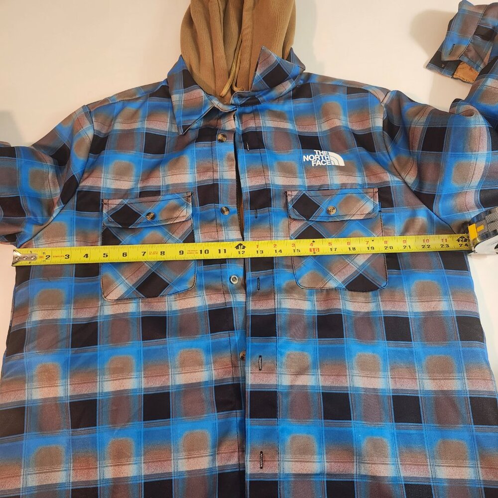 The North Face Men’s M Hoodie Jacket — Blue & Tan Plaid Lined - Picture 4 of 6